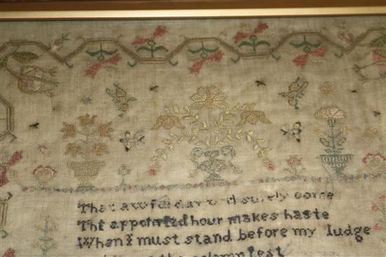 An early 19th century needlework sampler and a petit point tapestry sampler 39